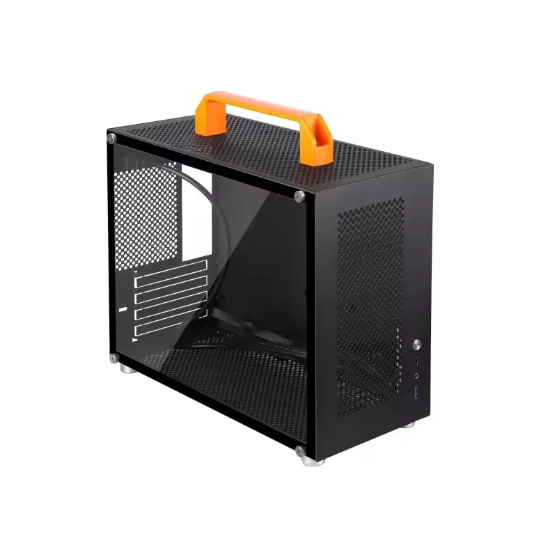 

Чехол M-ATX Mini Tower, чехол для игрового ПК с ручкой, ITX MATX SFF, поддержка корпуса Type-C, небольшой портативный корпус для настольных игр