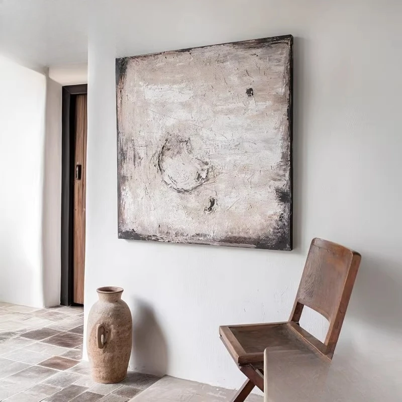 Wabi-sabi wind entrance hand-painted high-end art oil painting