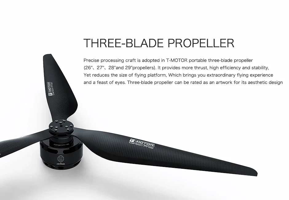 T-Motor G29*9.5" inch 3 blades drone propeller Carbon Fiber big thrust plant protection uav propeller