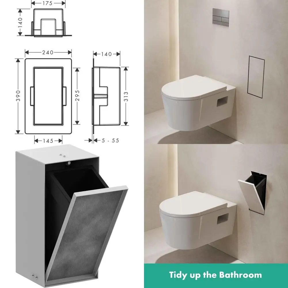 

10-inch Matte White Trash Bin with Shel & Tileable Door