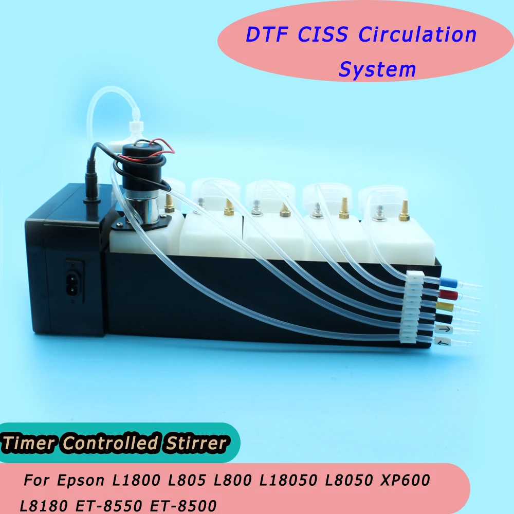 

L18050 DTF Ink Circulation Kit CISS Tank No Damper For Epson L1800 L800 L805 L8050 XP600 DTF DTG Printer White Ink Mixer Timer