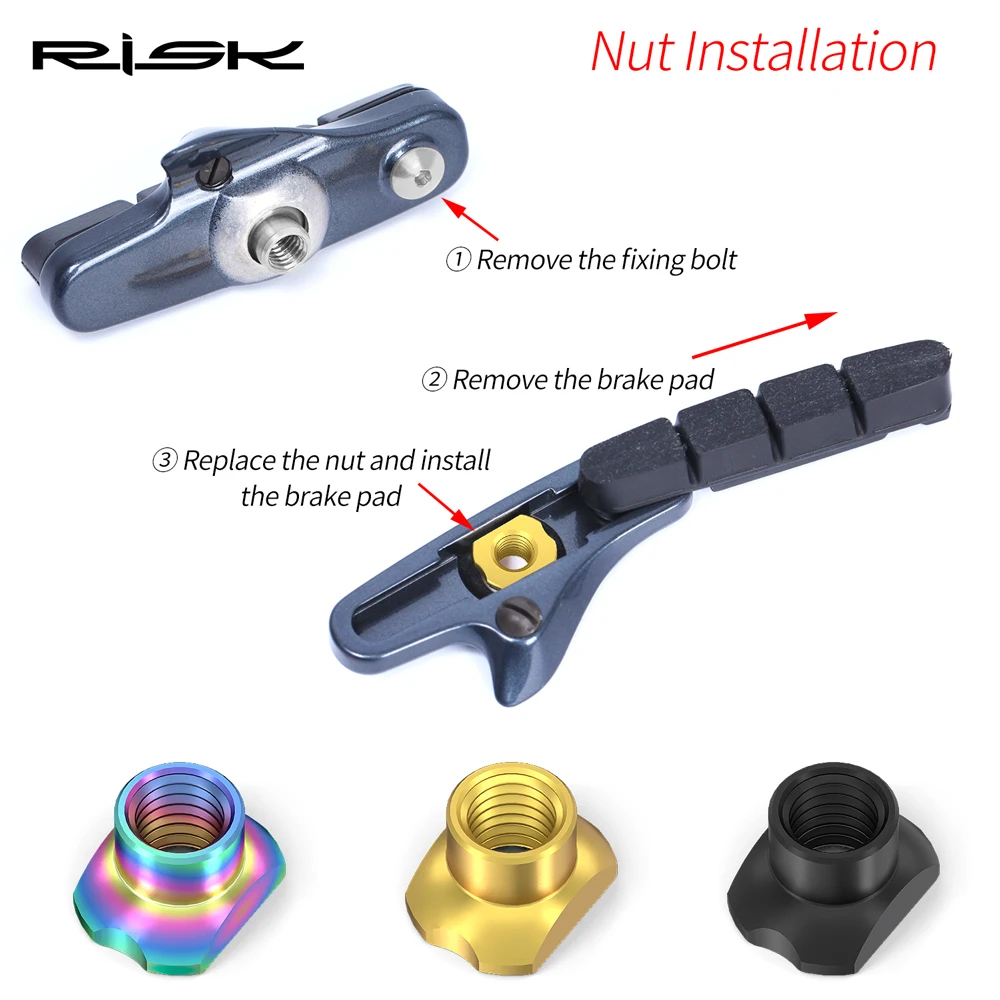 Risk Road Bike Brake Shoes Pads Fixing Bolts,C-Brake Shoes Light-Weight Titanium Alloy Screws,Bicycle Bolt for C-Brake Calipers