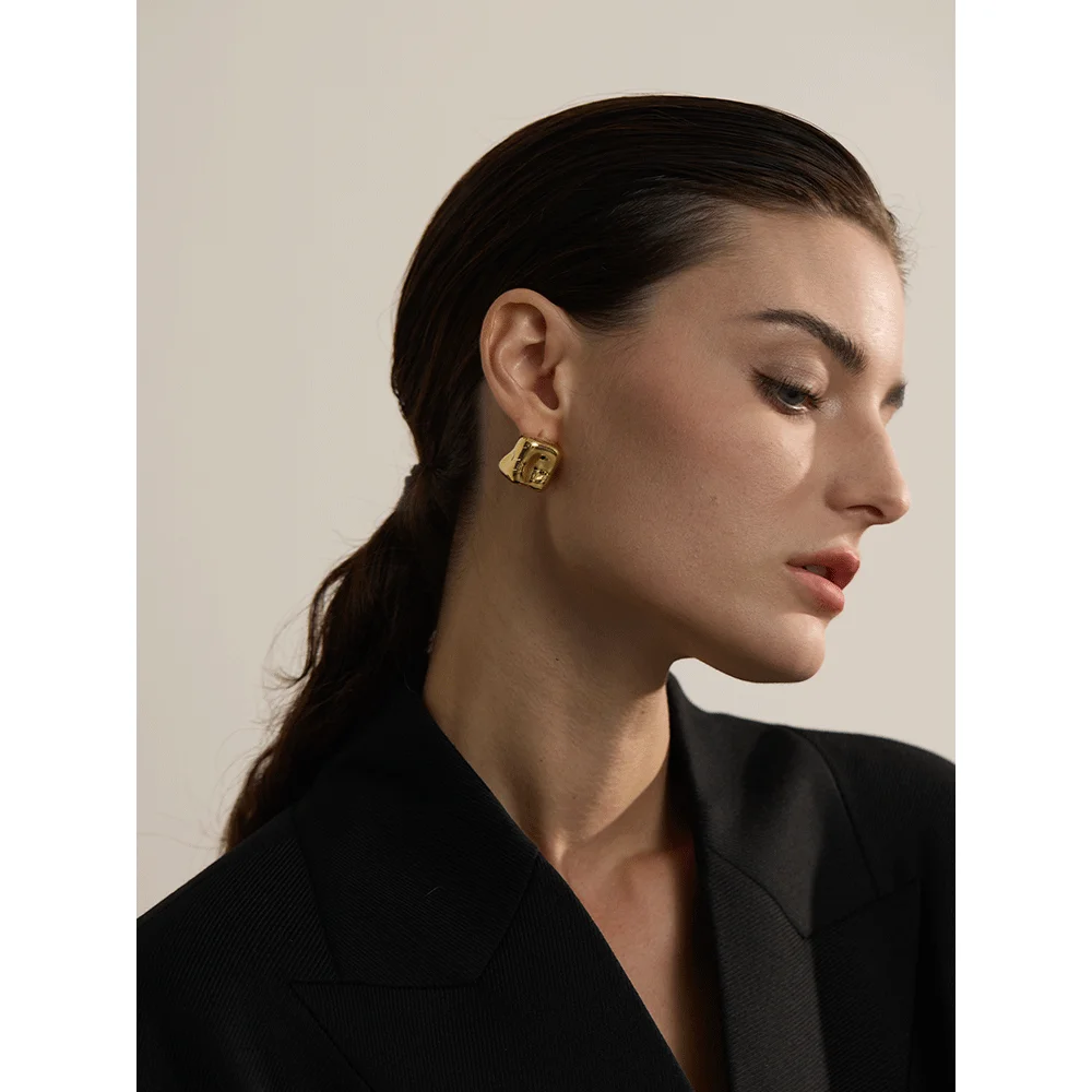 Yhpup 316L Stainless Steel Square Geometric High Quality Stud Earrings 18K PVD Plated Charm Daily Jewelry серьги тренд