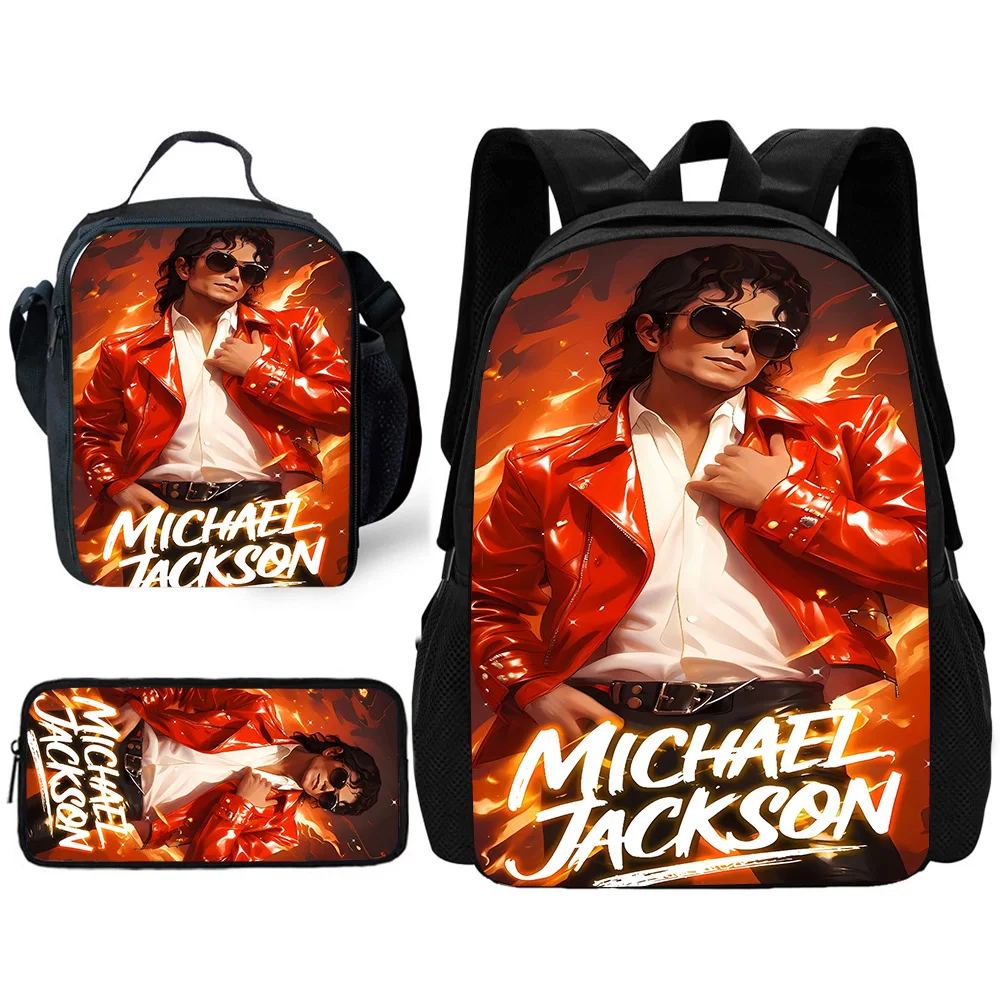Child School Cool Popular Singers Michaels Jackson Backpack with Lunch Bags ,Pencil Bags ,School Bags for Boys Girls Best Gift