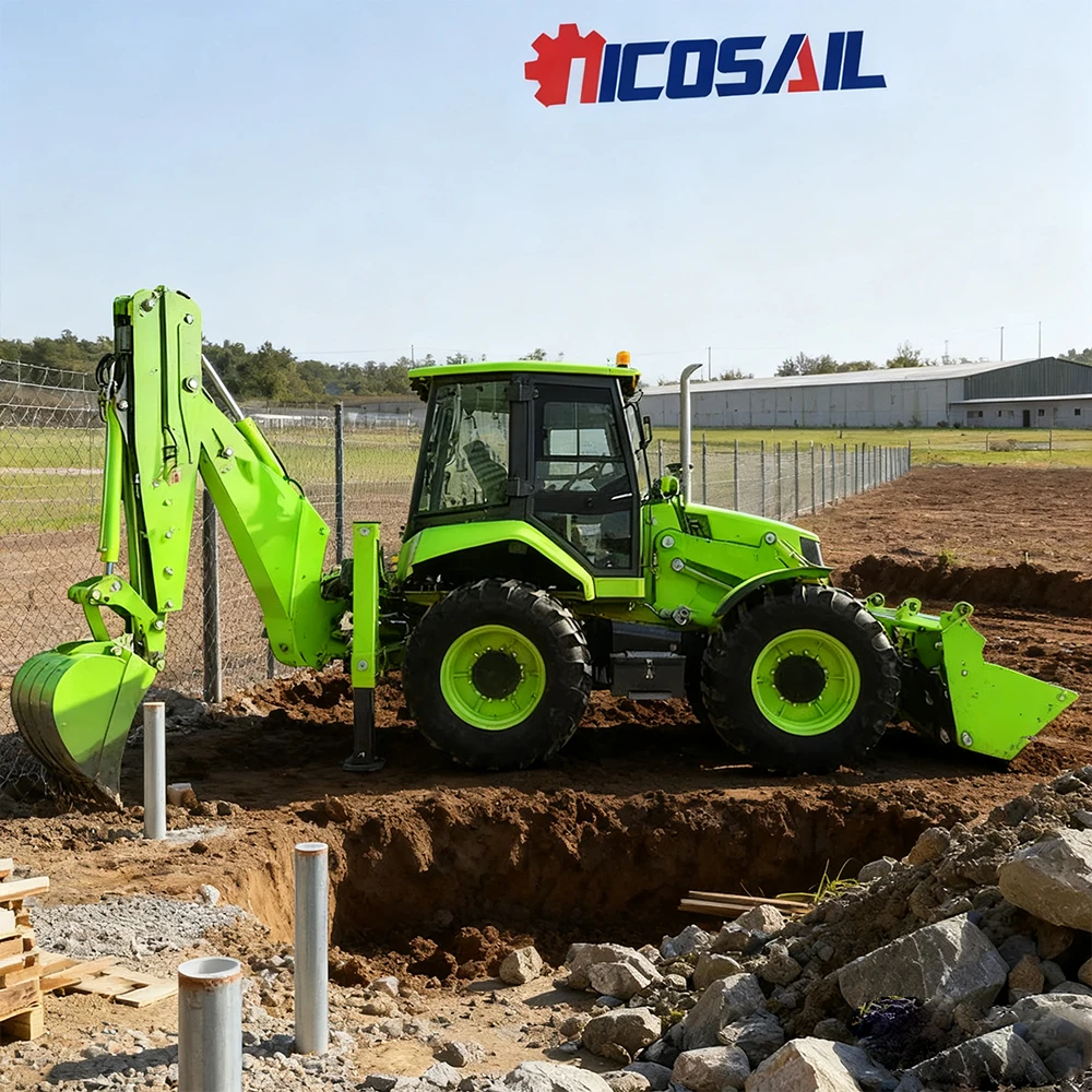 4x4 Backhoe Earthmoving Machinery Backhoe Front Loader and Backhoe Tractor Mini Towable Backhoe Loader