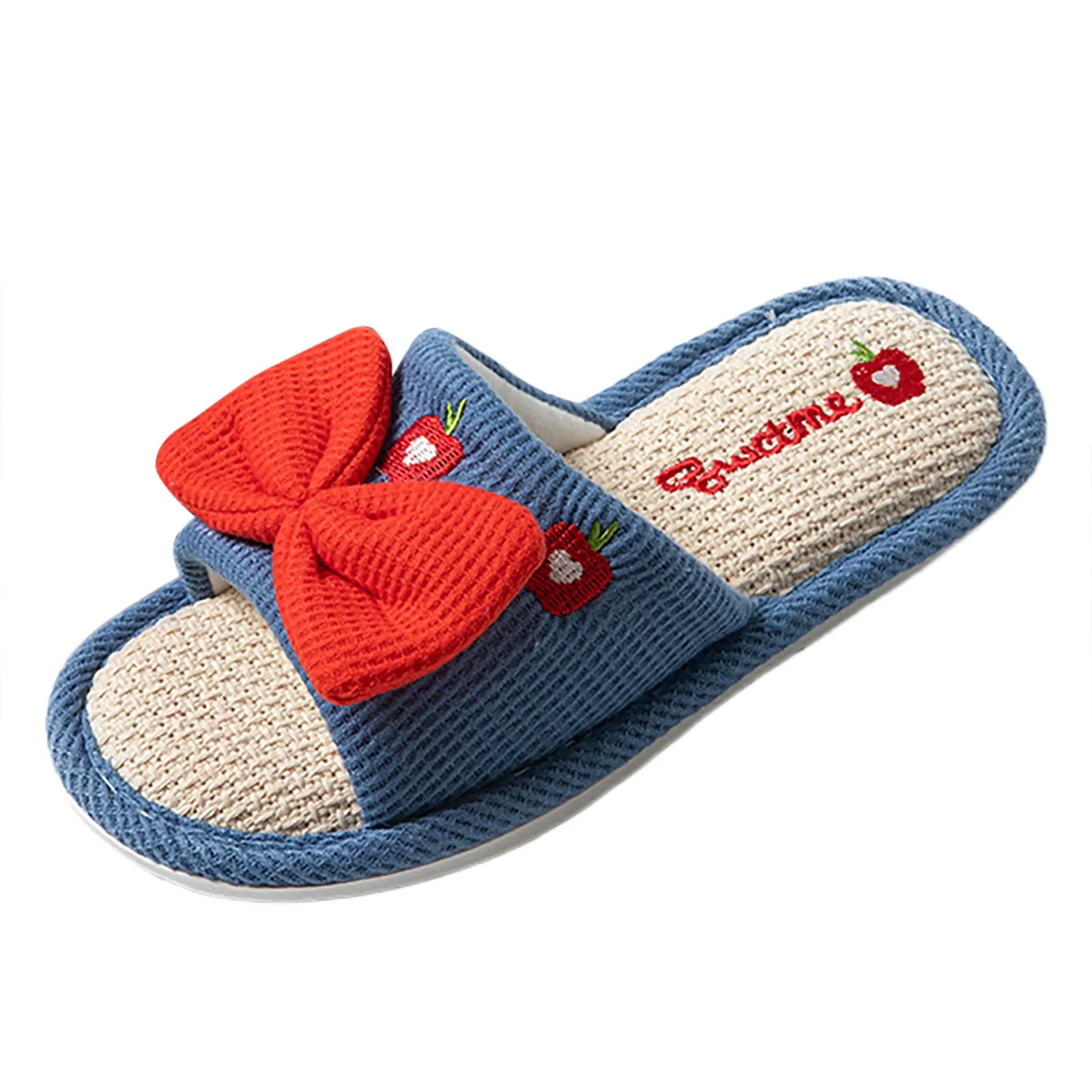 Winter Shoes Women Cute Bow Fur Slippers House Cotton Indoor Wooden Non Slip Fuzzy Animal Slippers Bedroom Cotton Plush Slippers