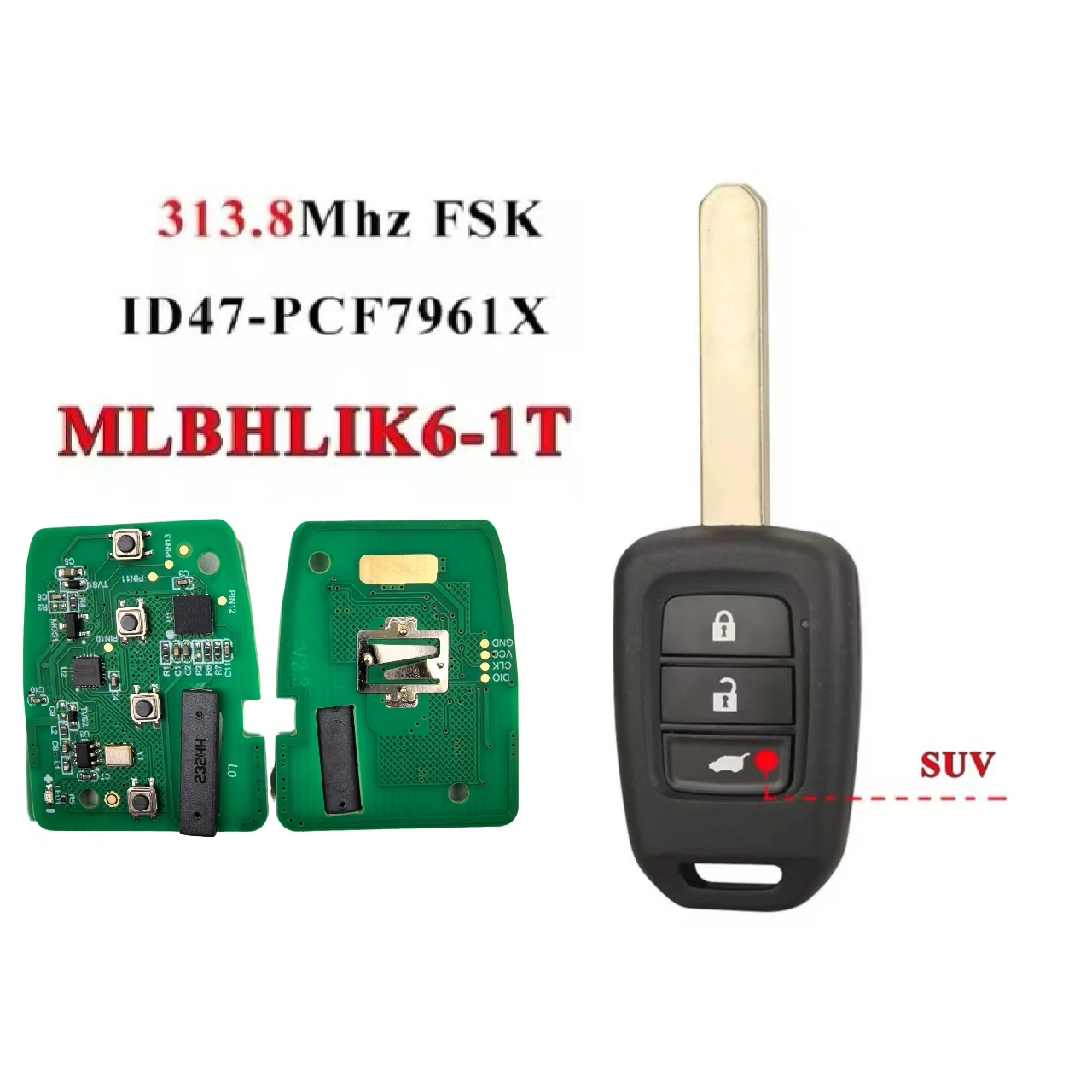 Jingxin 2/3/4BT MLBHLIK6-1TA/MLBHLIK6-1T PCF7961X ID47Chip Fernbedienung Autoschlüssel für Honda 2013-2015 CRV 2013-2017 Accord Civic – Detail 7