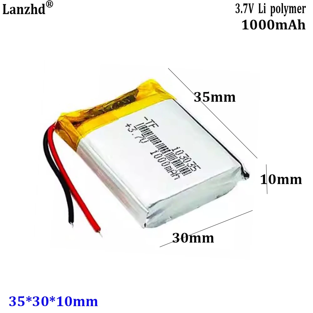 

3.7V polymer lithium battery 103035 1000mAh For dashcam navigator radio battery