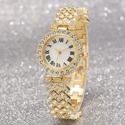 Roman scale full diamond watches for women wholesale fashion light luxury bracelet watches