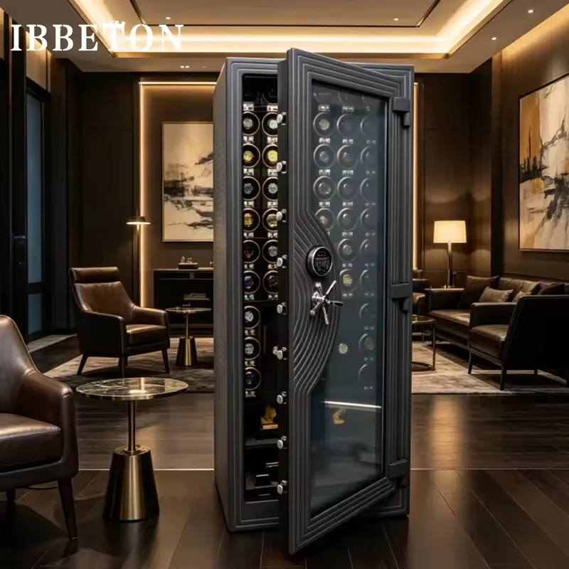 Luxury Watch Winder are stored in a steel safe with bulletproof glass doors and imported locks, ensuring safety and security