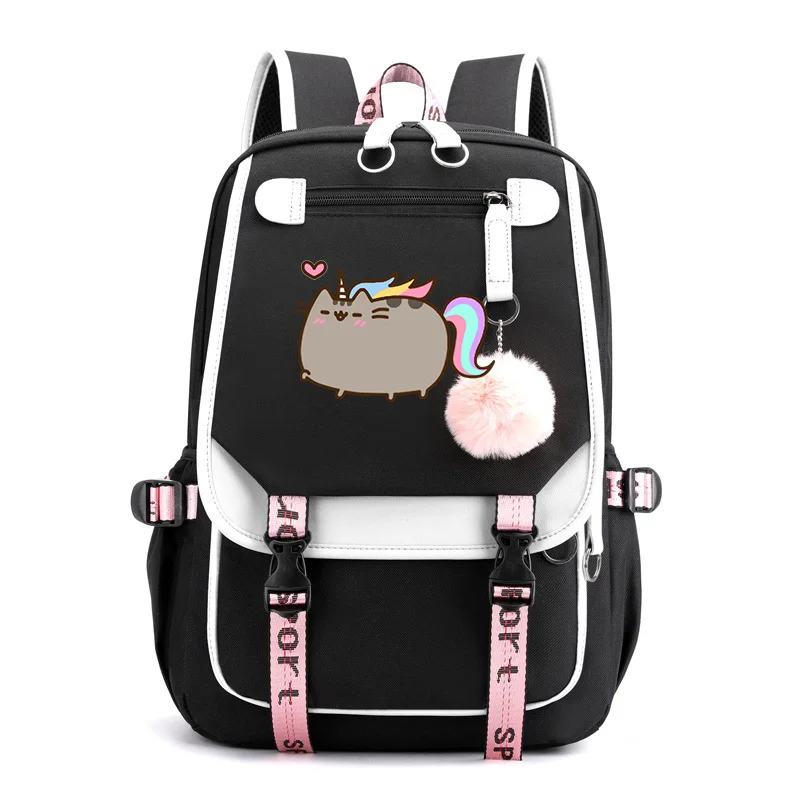 

Fat Cat Backpack Mochila High Quality Canvas Bag cartoon cat Unicorn Backpacks Teenager Girls School Travel Shoulders BookBag