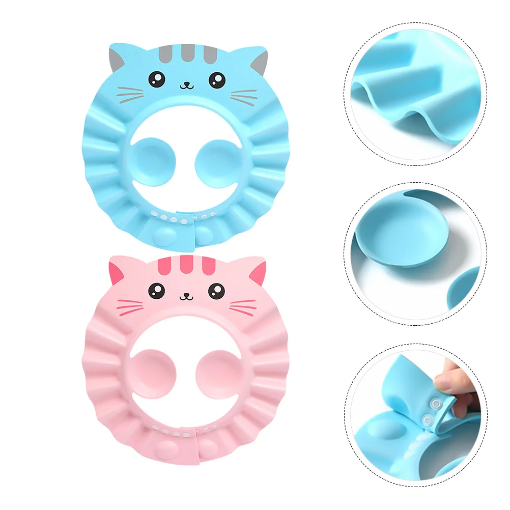 

2 шт., водонепроницаемая шапочка для шампуня для младенцев, регулируемая детская шапочка для ванны, защита глаз, ушей, милая шапочка для душа для малышей, шапочка для душа для младенцев