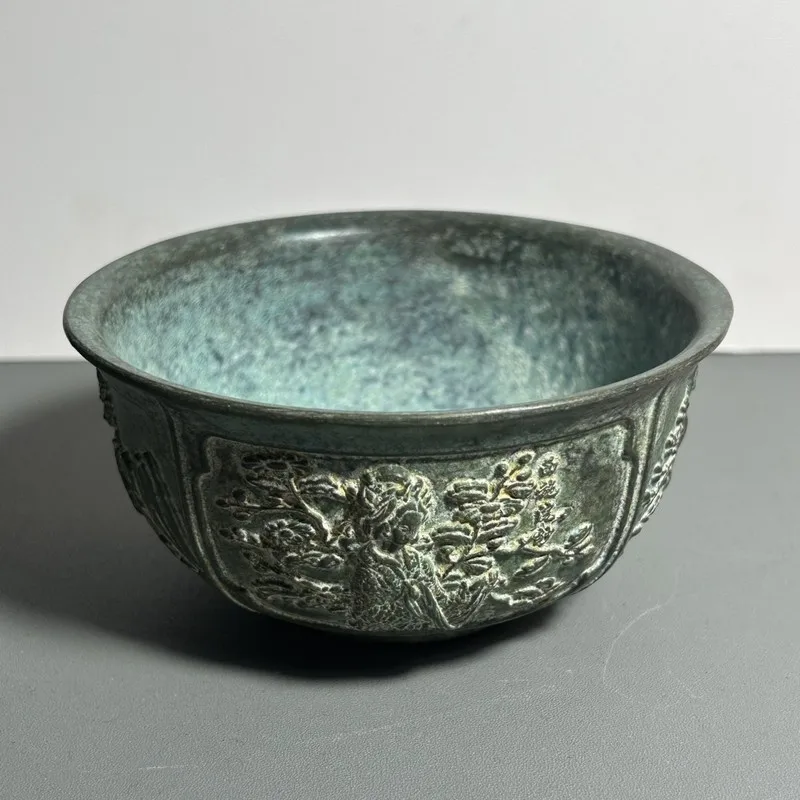 Antiqued Four Beauties Bowl Craft Ornament with Relief, Home Decor Accessory