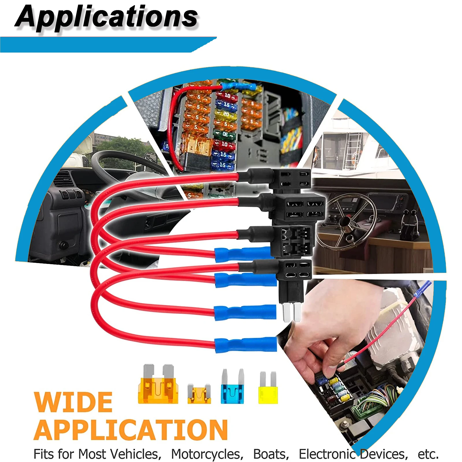 5pcs Add-A-Circuit Piggy Back Auto Adapter Low Profile Mini APS ATT Blade Fuse Holder Fuses Tap Car Fuses Splitter Accessories