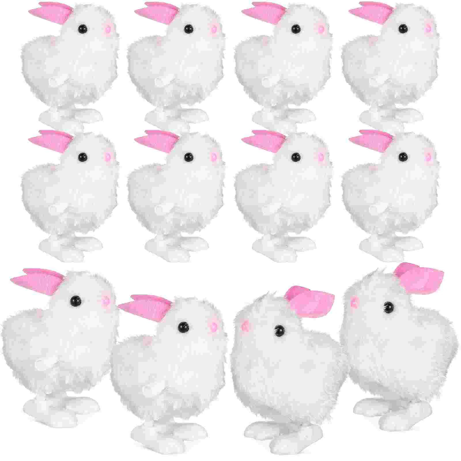 12 Pcs Plush Toy Running Belt Clip Kids Party Clockwork Toys Animal Wind Up Bunny Wind-up Rabbit Jumping Plastic Baby