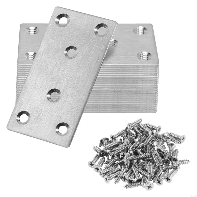  20Pcs Stainless Steel Fixed Angles Support Brackets Metal Straight Brace Repair Joining Fixing Bracket With Screws
