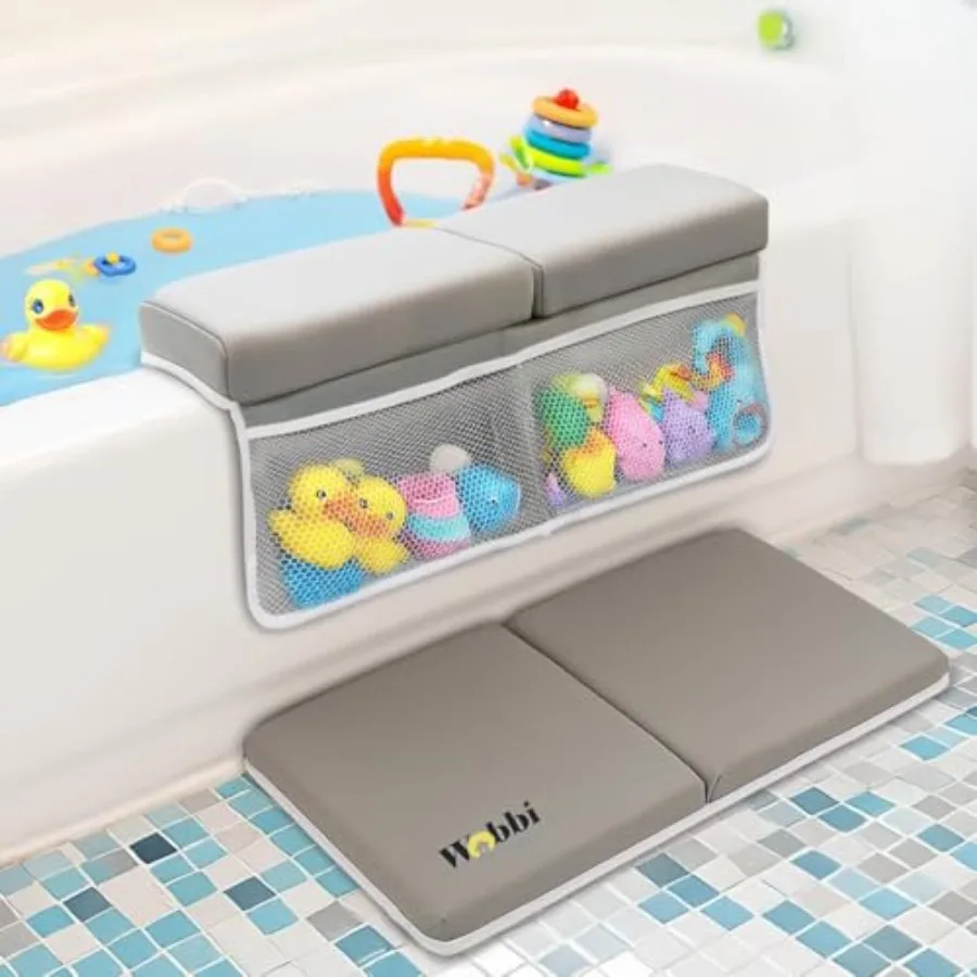 

Wobbi Baby Bath Kneeler and Elbow Rest Pad Set - 1.5" Thick Memory Foam Knee Pad for Bathing Babies - 6 Suction Cups Non Slip B