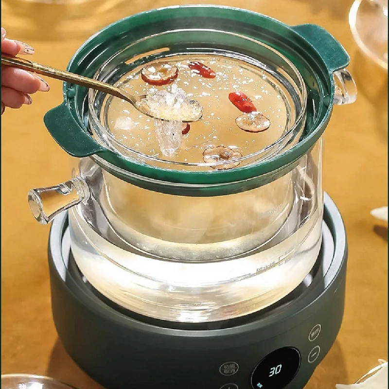 Pote de saúde automático de vidro, 110v/220v, à prova d'água, guisado, reserva de 1,5l, ninho de pássaro, copo de saúde, bule multifuncional, 220v