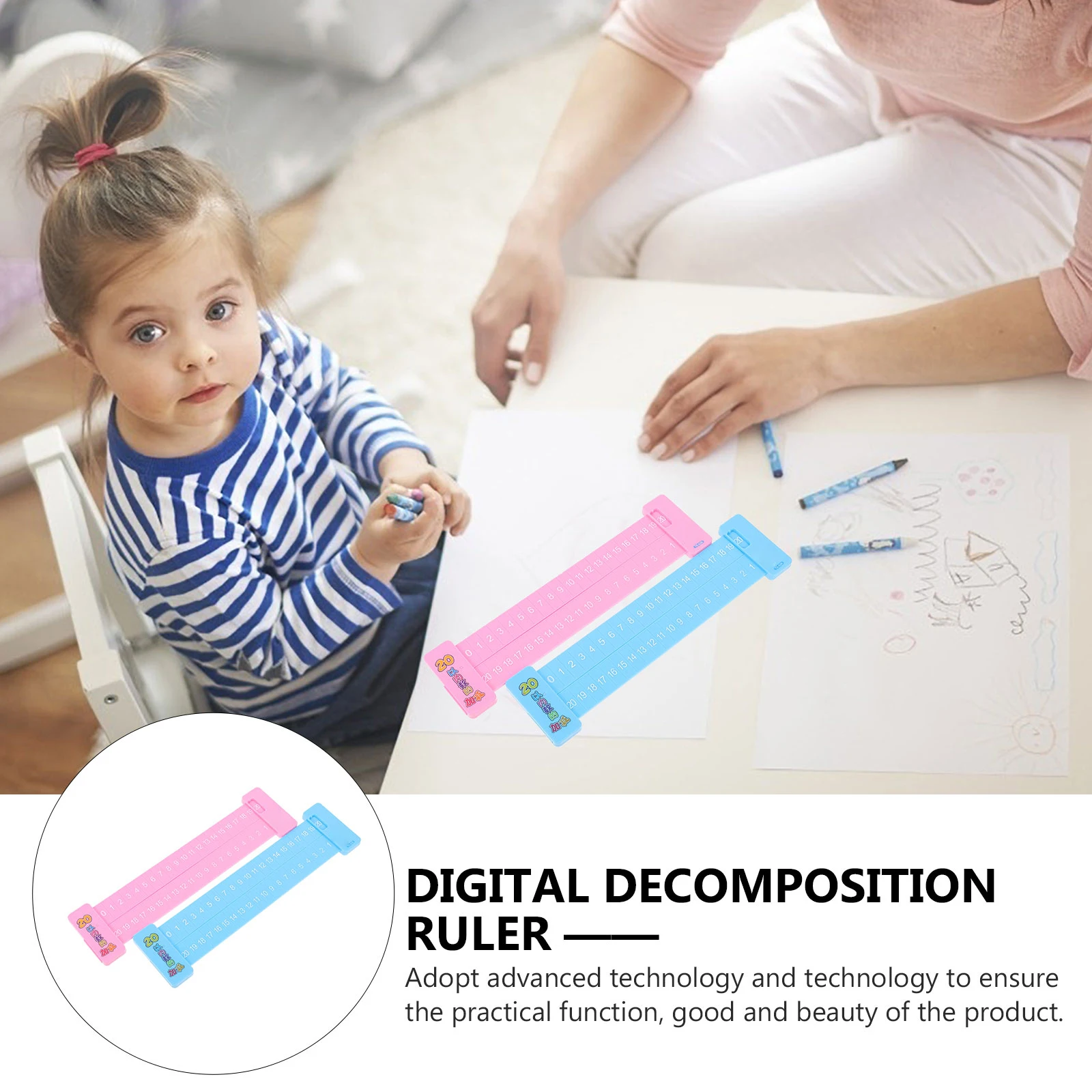 

2pcs Plastic Addition Rulers Portable Subtraction Rulers For Kids Educational Learning Tool Scientific Rail Design