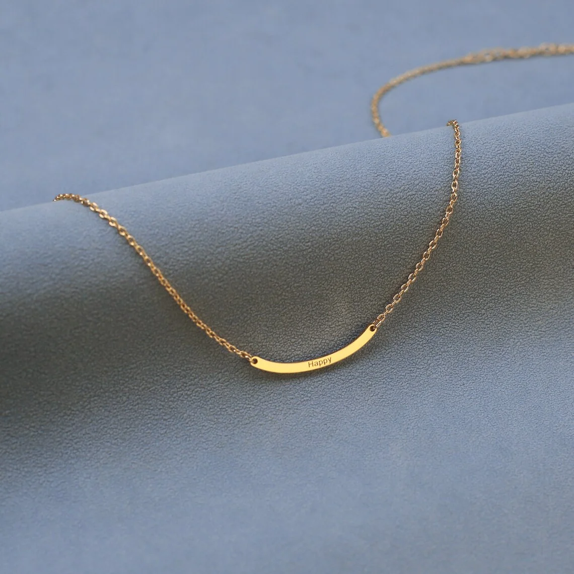 Collana con barra curva personalizzata collana in acciaio inossidabile regalo di gioielli personalizzati ciondolo con barra a catena Color oro per donna
