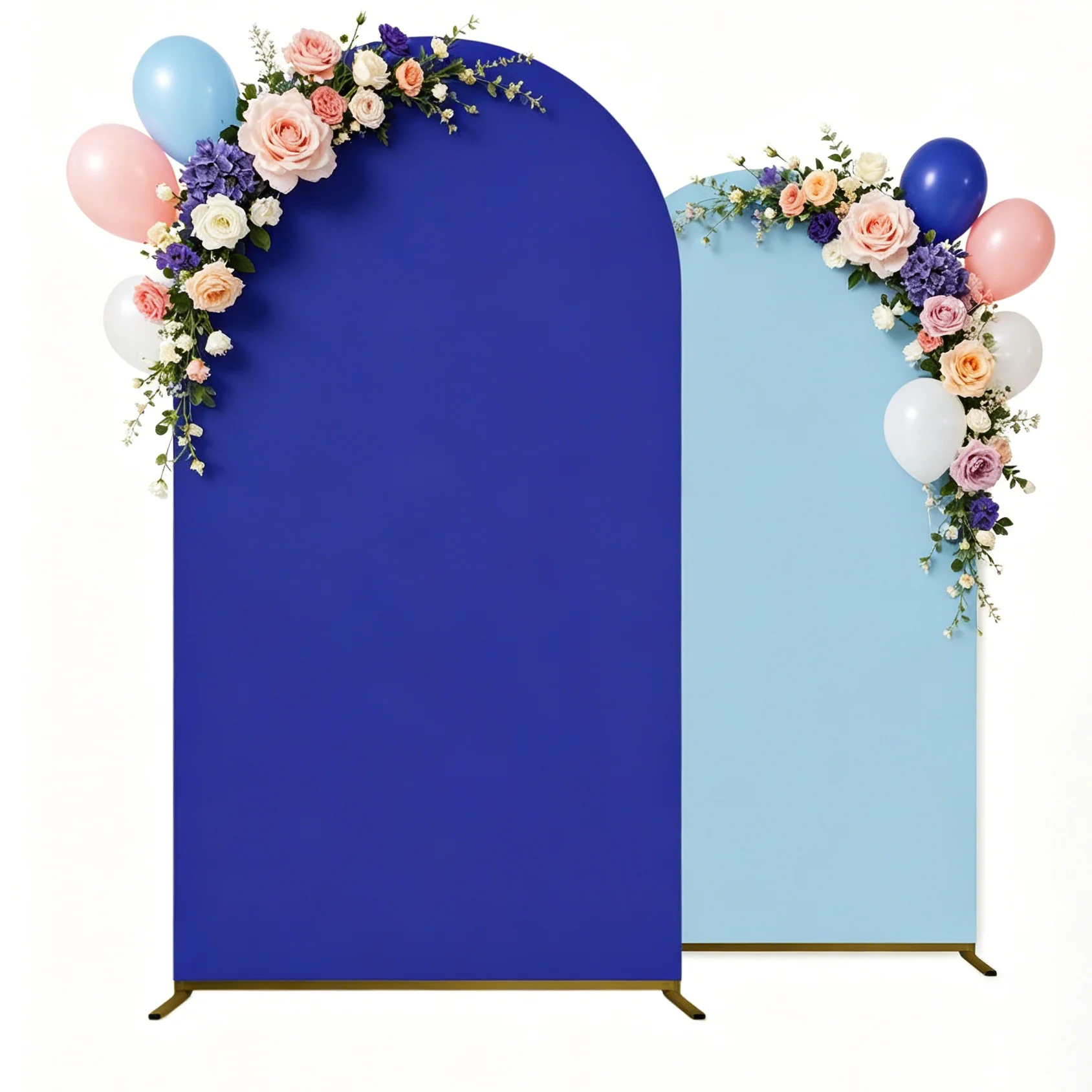 Blue Wedding Arch Backdrop Cover Newborn Baby 1st Birthday Party Spandex Stretchy Round Top Arch Stand Cover Photo Background