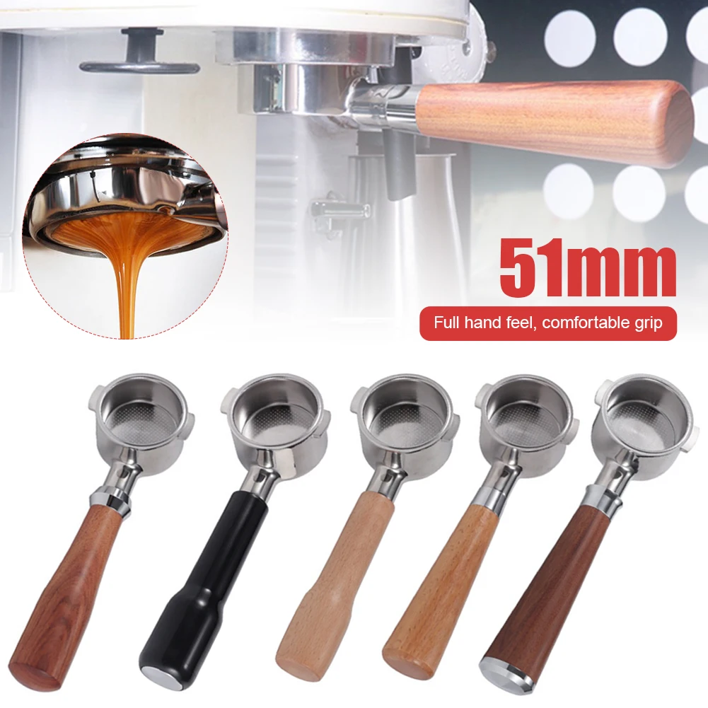 

51mm Two-ear Coffee Bottomless Portafilter Delonghi ECO310 Stainless Steel Replacement Filter Basket Coffee Machine Handle