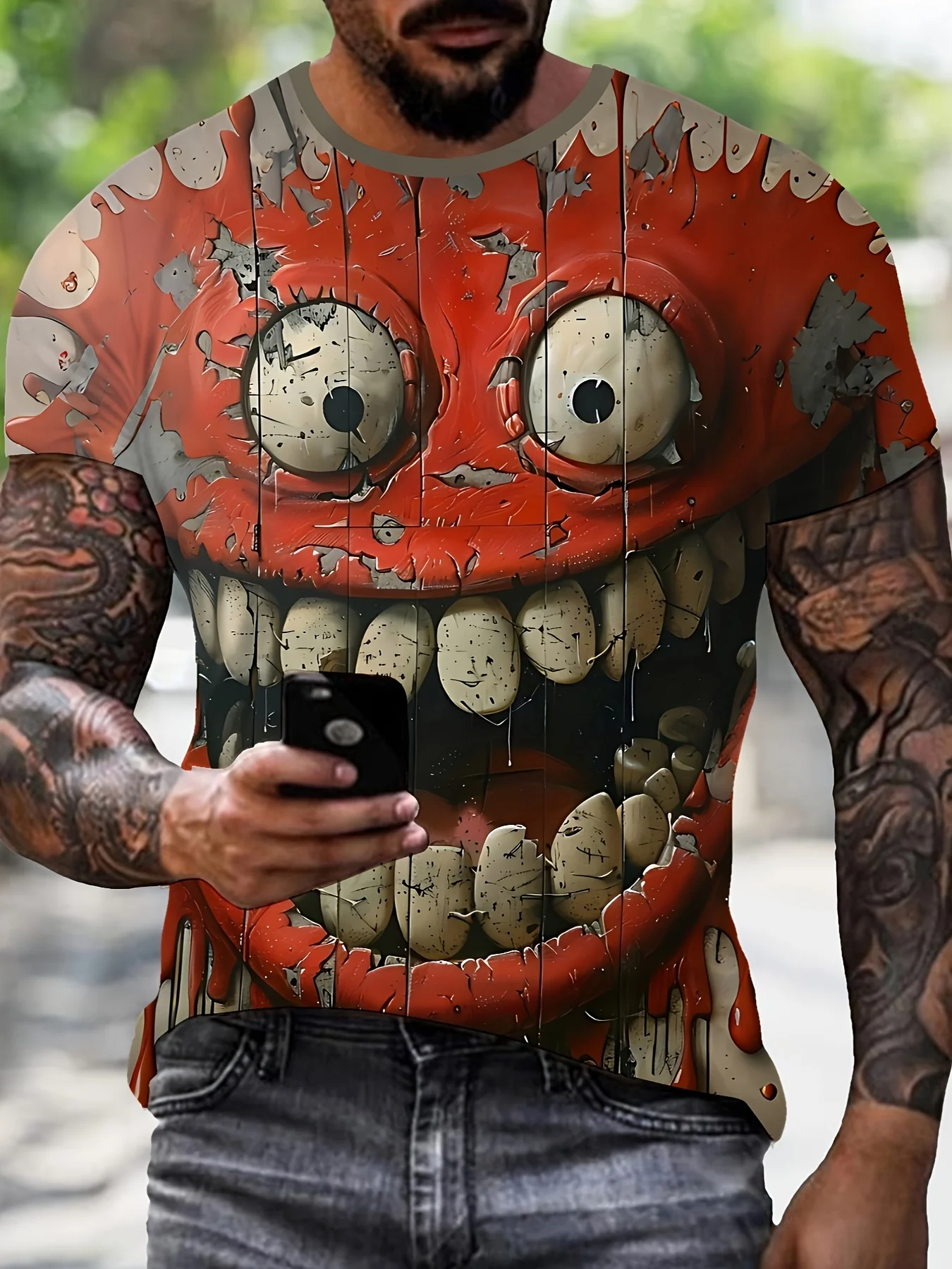 

Monster Graffiti Art Graphic T-Shirt For Men Funny Animal 3D Printed Tees Summer Casual O-Neck Top Street T Shirts Short Sleeves