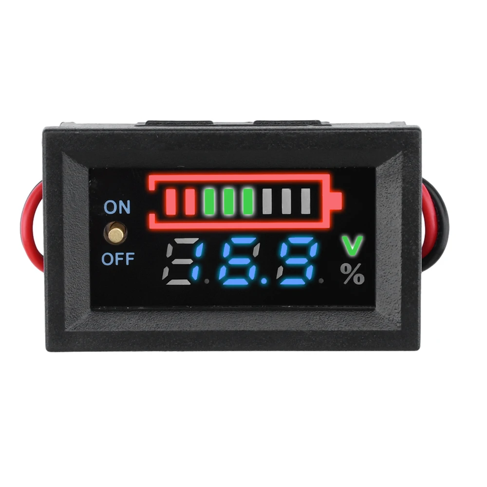 Digital Battery Level Indicator 18650 Lithium Battery Capacity Tester Meter Voltmeter Lead Acid Battery Monitor Meter 30V 7-100V