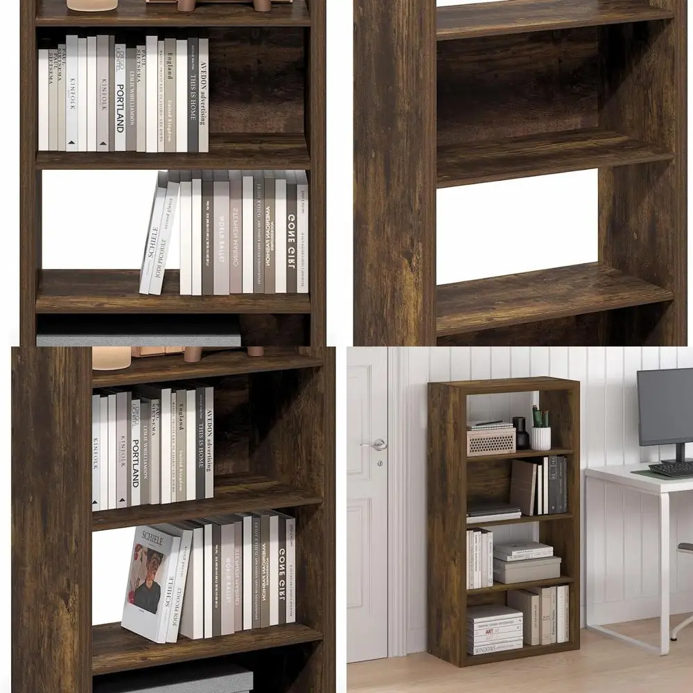 

Amber Pine 4-Tier Open Bookshelf, 11.3x23.2x45.4, Ideal for Living Room, Bedroom, Home Office