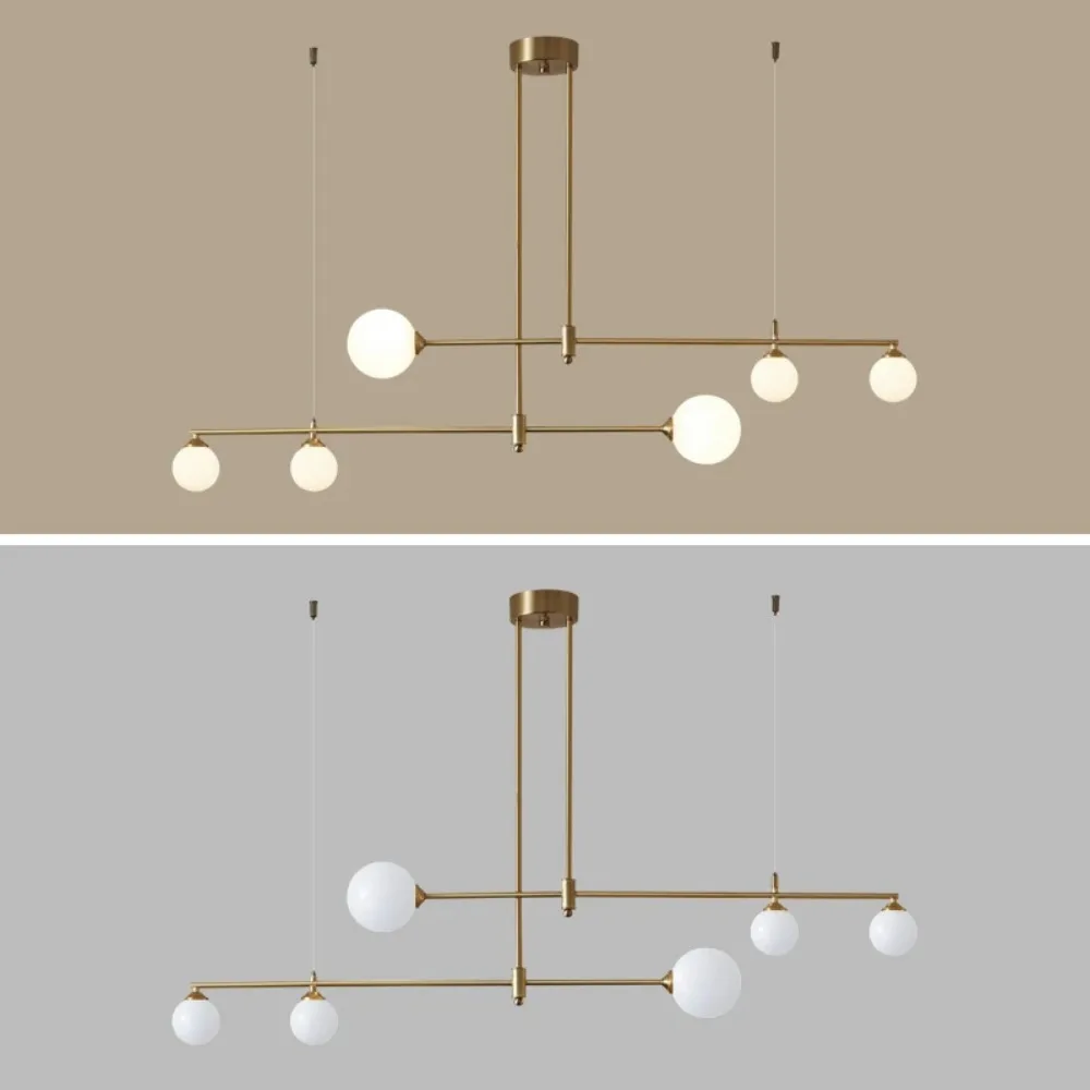 Imagem -04 - Nordic g9 Gold Copper Led Candelabro Lâmpada Pingente para Sala de Jantar Mesa de Cozinha Casa Bola de Vidro Teto Moderno Pendurado Luz Novo