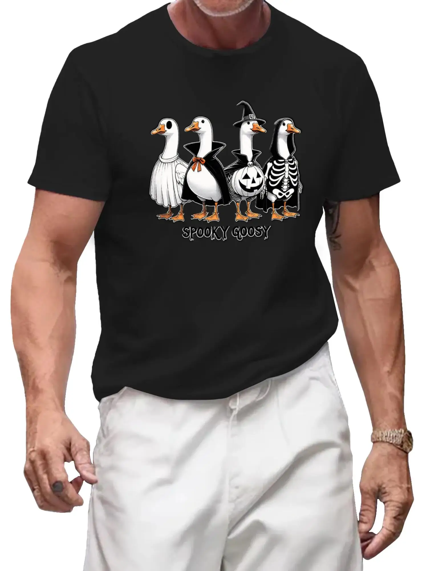 

Spooky Goose Halloween T-Shirt: Funny Graphic Tee, Men's/Women's Cotton Shirt