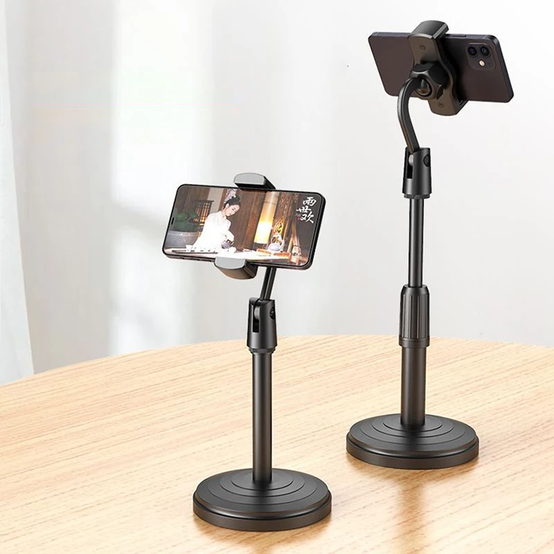 Mobile Phone Holder Stand 360 Rotate for Desktop Facetime Live Streaming High Angle Shoot Video for Smartphone