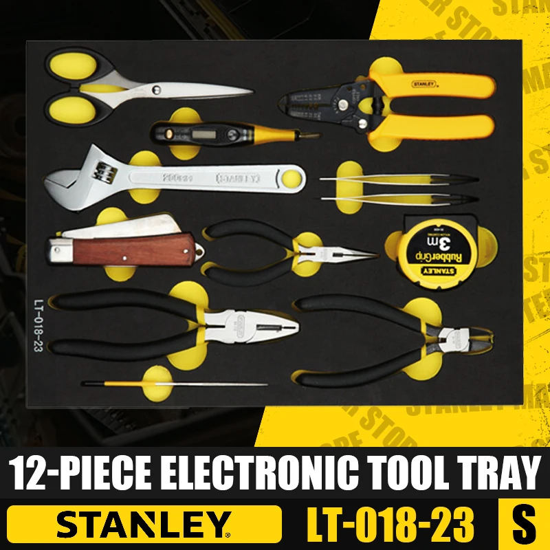 STANLEY LT-018-23 12-Piece Electronic Tool Tray Electric Pencil Wrench Ruler Pliers Set Hardware Tools Electronic Repair