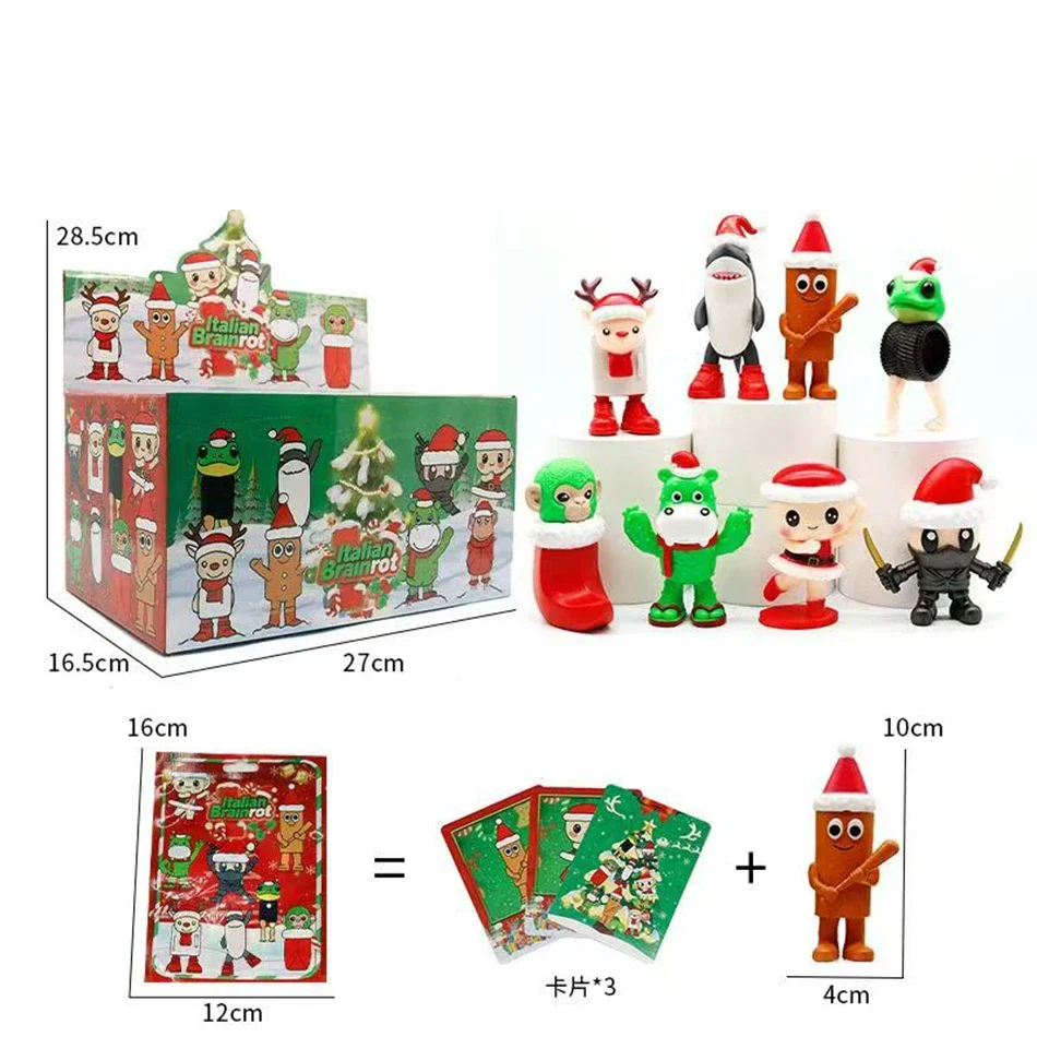 

Рождественская итальянская игрушка-кукла Brainrot Tung Sahur Кукла Tralalero Tralala Bombardino Crocodilo Shimpanzini Bananini слепая коробка-карта