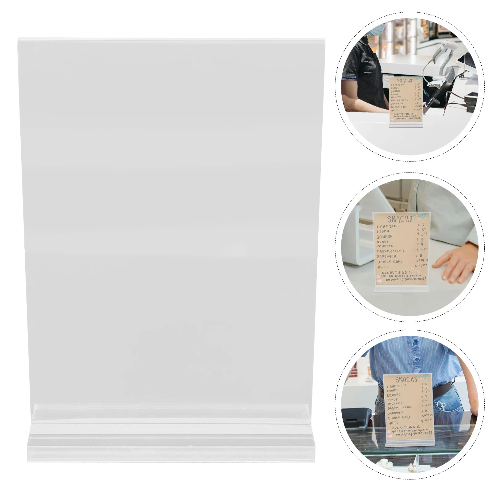 2pcs Acrylic Display Stand Transparent Sign Holder Double Sided For Office Cafe Wedding Event Menu Poster Board Easy