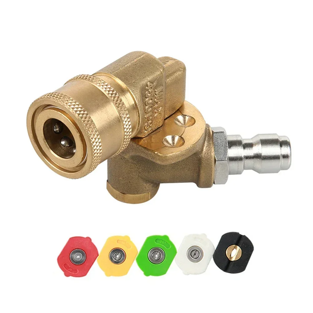 High Pressure Washer Connector Rotary Joint Nozzle 180 Degree Rotation 5 Angles 4500psi Quick Connect High Pressure Cleaner Part