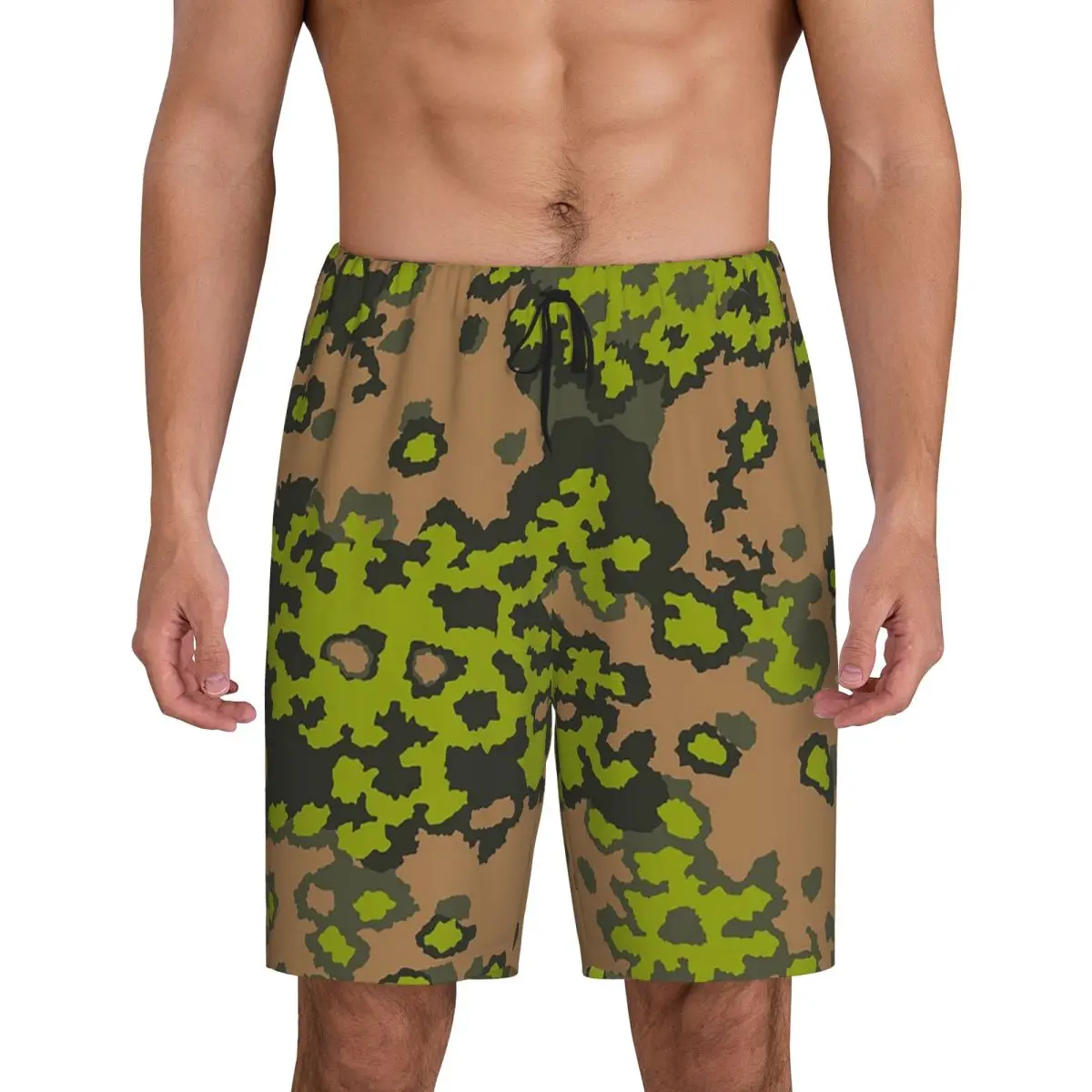 Splintertarn German WW2 Camouflage Army Military Camo Shorts Sleeping Pants Men Pajama Pants Lounge Sleep Sleepwear Bottoms view 3