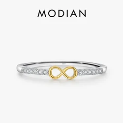 MODIAN 925 Sterling Silver Hollow Infinite Love Romantic Finger Ring Trendy Pave Setting CZ Stackable Jewelry For Women Gifts
