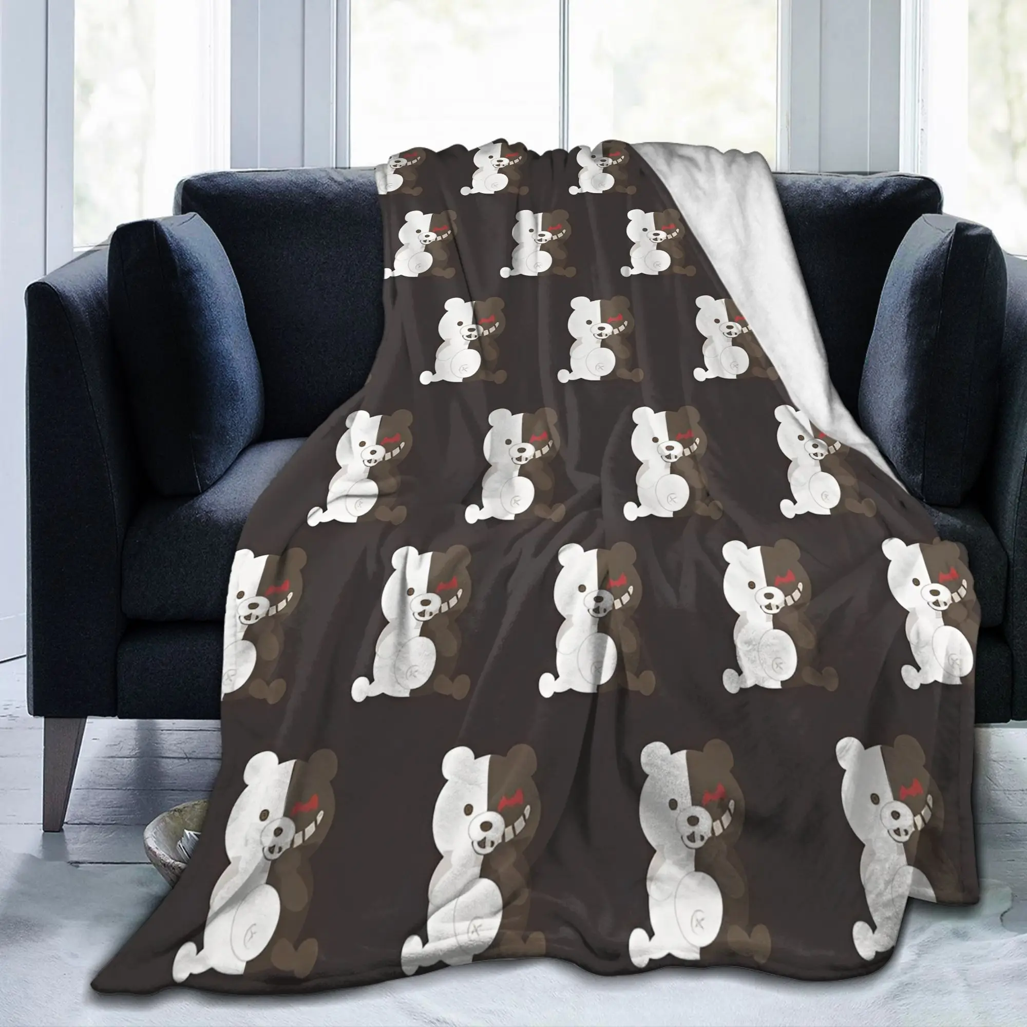 Danganronpa Monokuma Bear Blanket Game Anime Plush Novelty Warm Throw Blankets for Bedspread Decoration Office