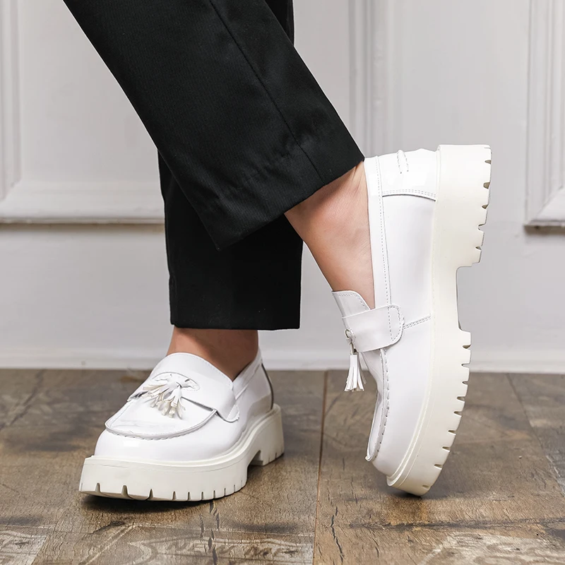 

Classic Men's Low Cut Casual Leather Shoes Brand British Style Thick Soled Comfort Walking Business Men's Shoes Fashion Loafers