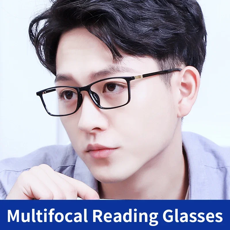 Progressive Multifocal Reading Glasses Anti Blue Ray Anti-fatigue Computer Readers,Hard & Multi-Coated Resin Lens for Men
