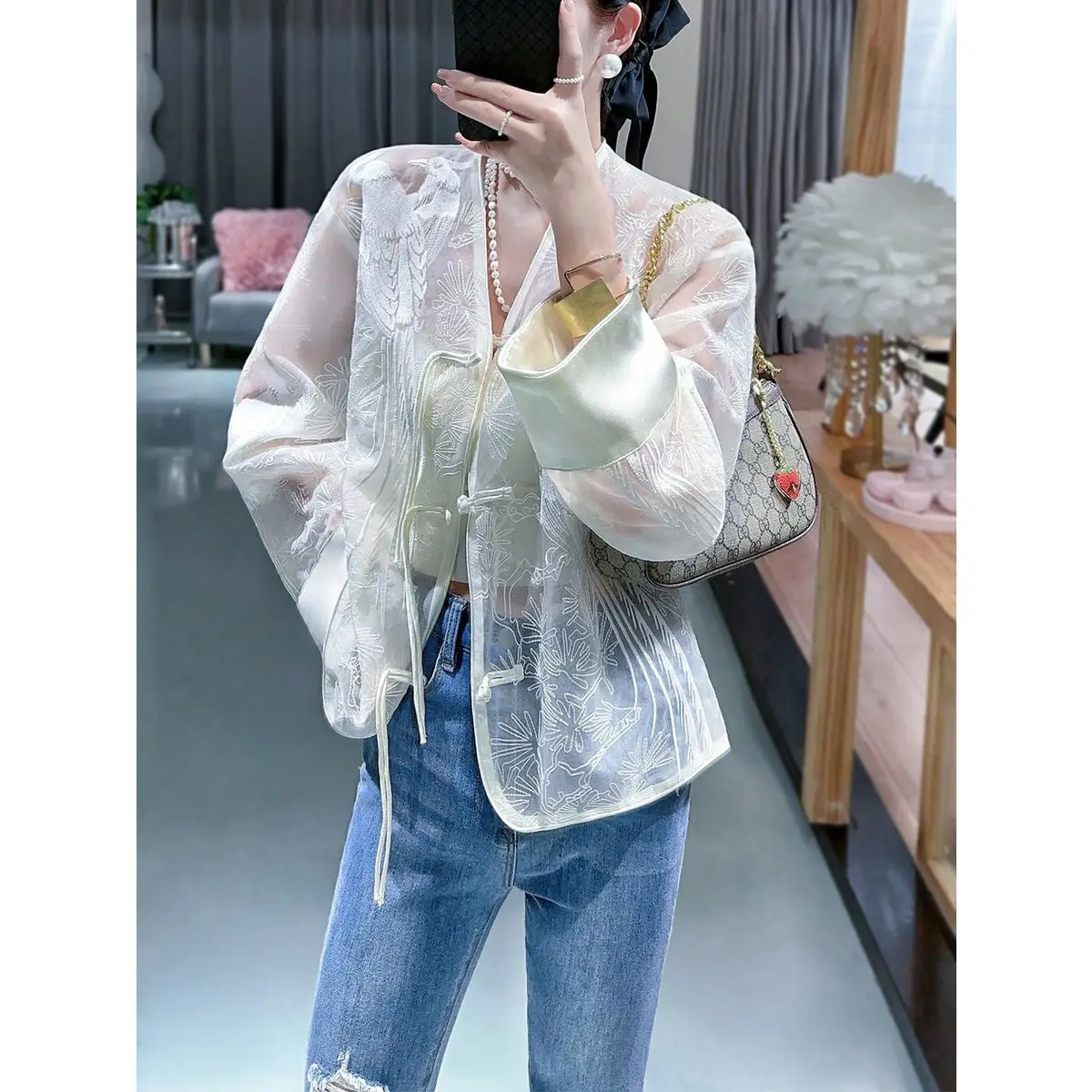 2025 new summer embroidery chinese style women cardigan top women national style sun protection coat improved daily tangsuits