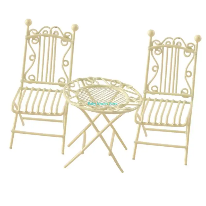 

K92D Detailed 1/12 Iron Table And Chair Miniature Furniture For Craft Project Decors