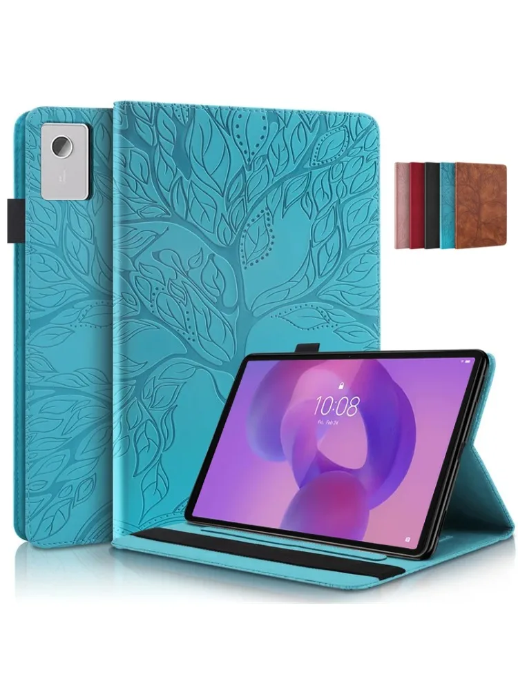 Etui na tablet Lenovo Idea Tab Plus 12.1, model TB361FU, z wytłaczanym wzorem drzewa, składane, z funkcją portfela i podstawki, pasujące również do Xiaoxin Pad 12.1, model TB365FC. — zdjęcie produktu 7