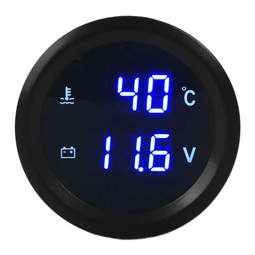 2 Inch 52mm Digital Gauge with Water Temperature and Voltage Display for 12 24V Cars 1/8 NPT Thread Engine Monitoring Tool