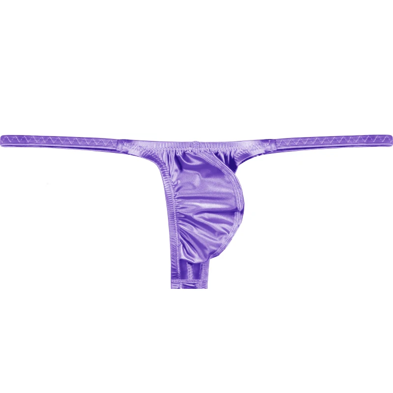 Celana Dalam Pria Seksi Low-Rise Thong Satin Halus Seperti Sutra Potongan U Cepat Kering T-Back Warna Cerah Model Skinny Fit