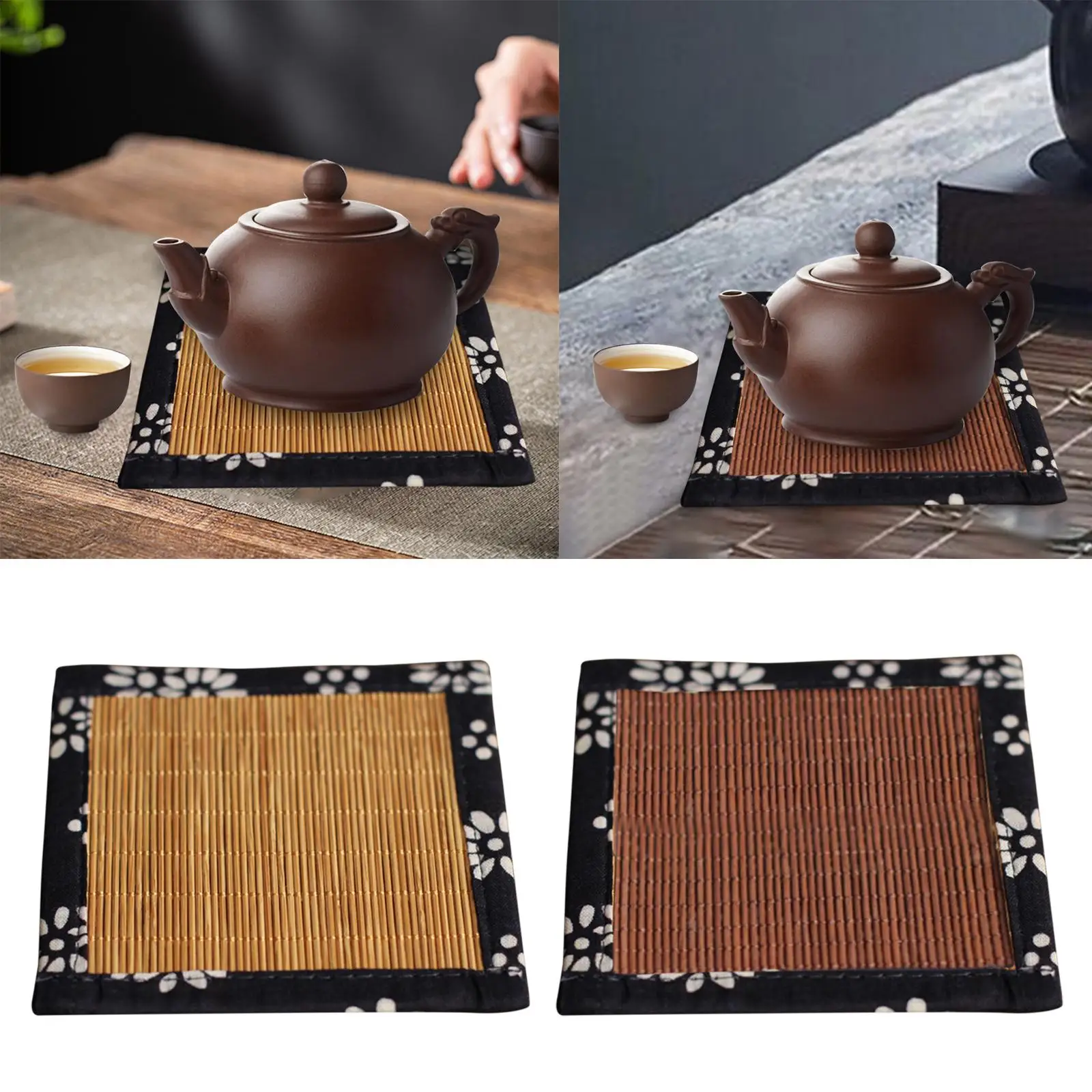 10x10cm Square Tea Mat Decorative Heat Insulated Cup Pad for Tearoom Office