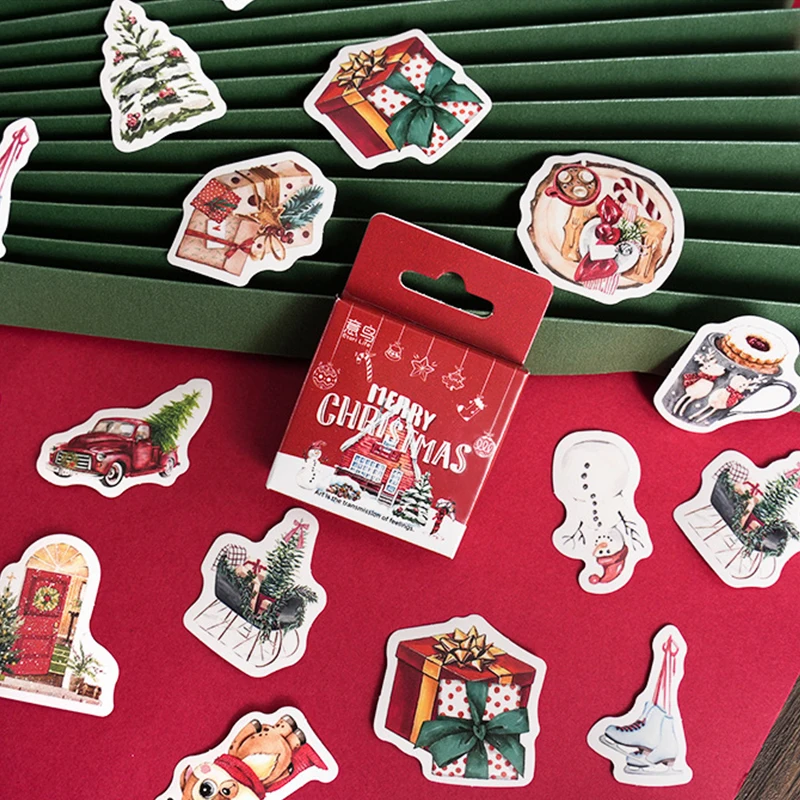 46 Pcs Vintage Christmas Stickers Retro Santa Stickers For Scrapbooking Christmas Decorations Envelopes Gifts