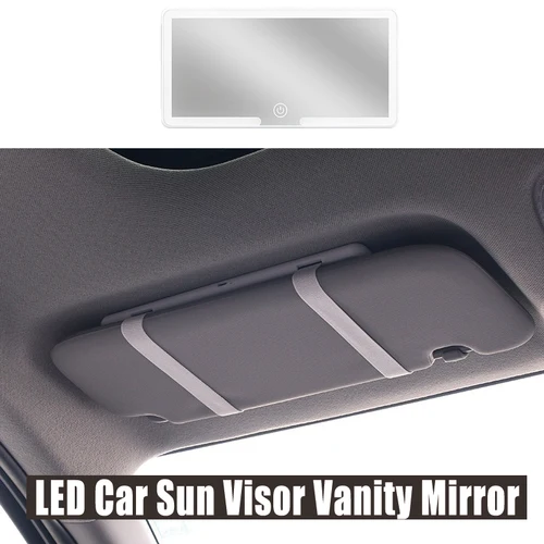 Imagen 2 del producto Espejo de maquillaje Interior de coche recargable, espejo LED para sombrilla de coche, 3 modos de luz, espejo de maquillaje, luz de retoque para coche, decoración Universal
