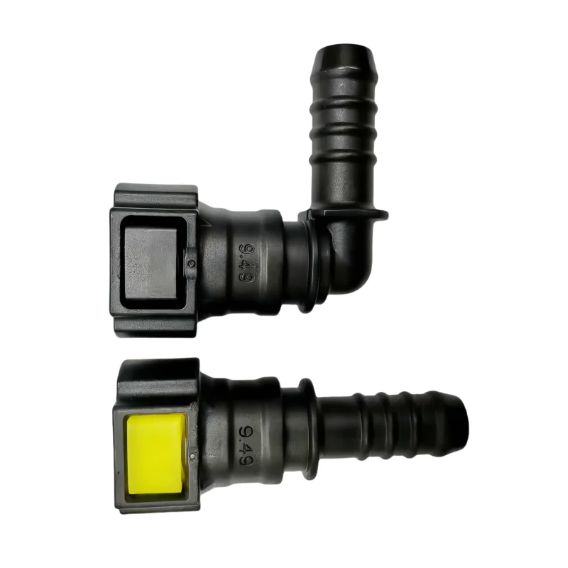 high quality 9.49mm 180 90 degree SAE 3/8 female joint plastic fittings Fuel line quick connector with double clip 2pcs a lot